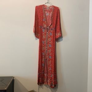 Red floral maxi dress